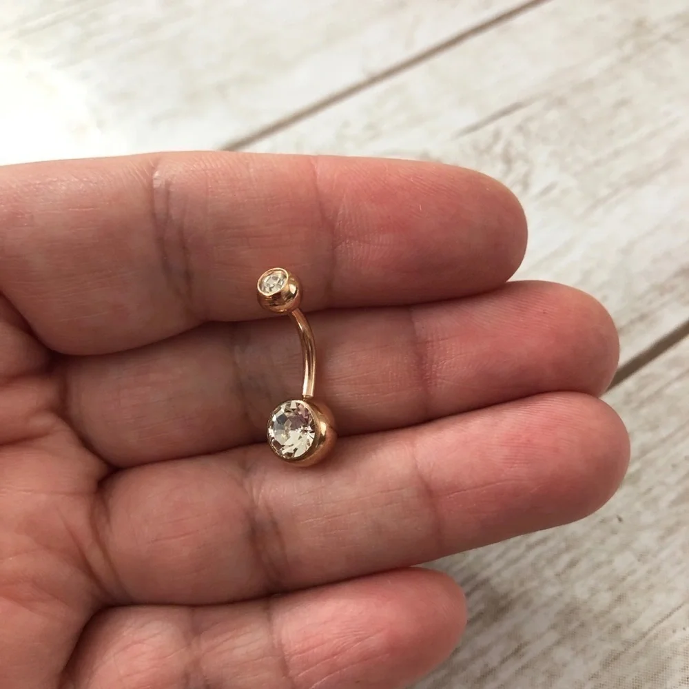 GOLDTONE Cubic Zirconia Belly Ring Bundle Body Jewelry (Three)